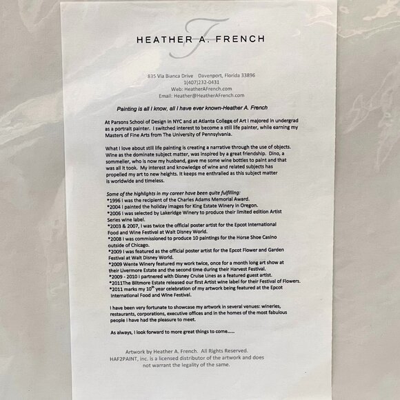 Artist Heather French GOLFTINI Golf Martini Matted Ready to Frame LE 22/50 Gift - Picture 7 of 7